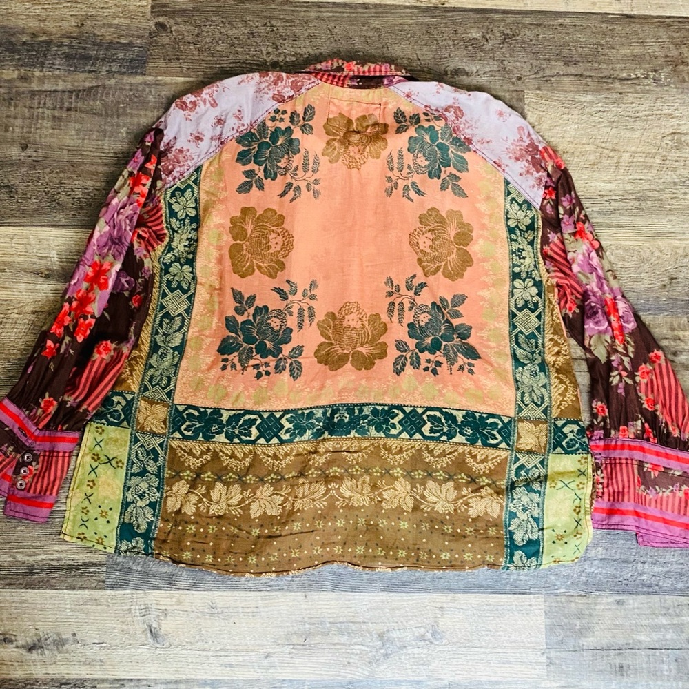 Free People Multicolor Patchwork Casual Shirt - image 8